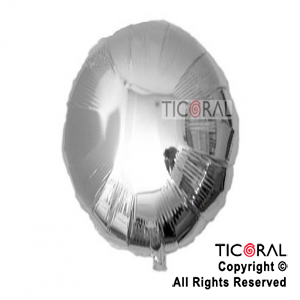 GLOBO MYLAR REDONDO 18  PLATA METALIZADO ENVASADO HS7958-C-2 X 1